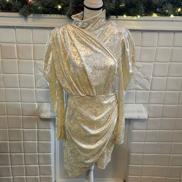 Ronny Kobo White Ivory Crushed Velvet Dress Medium - Picture 3 of 13